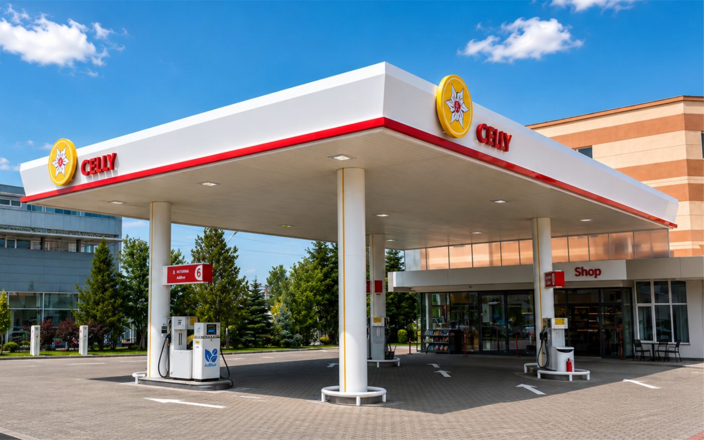 Totem de preț și branding stație de carburanți