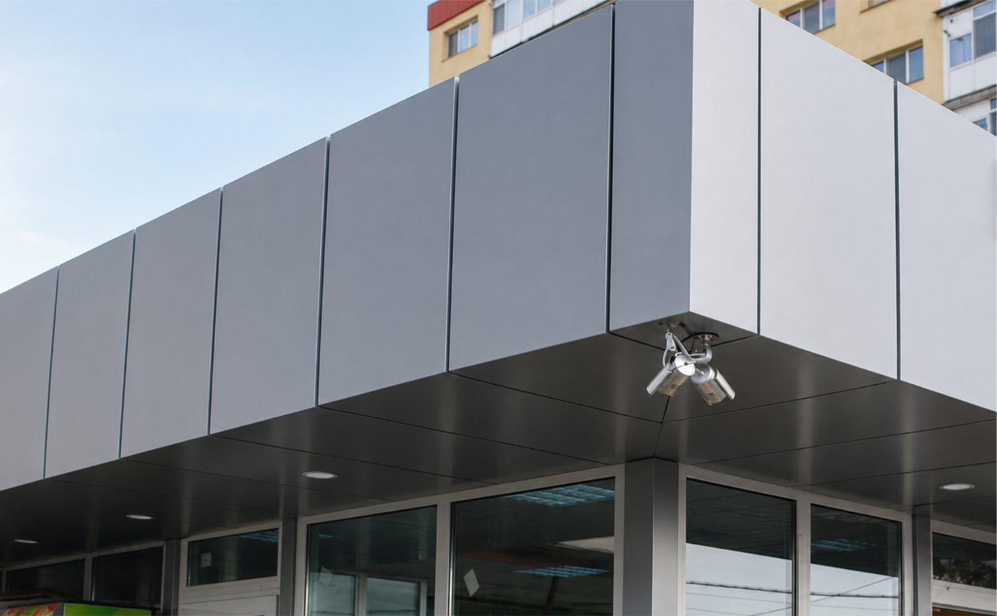 Fațadă farmacie placată cu aluminiu compozit