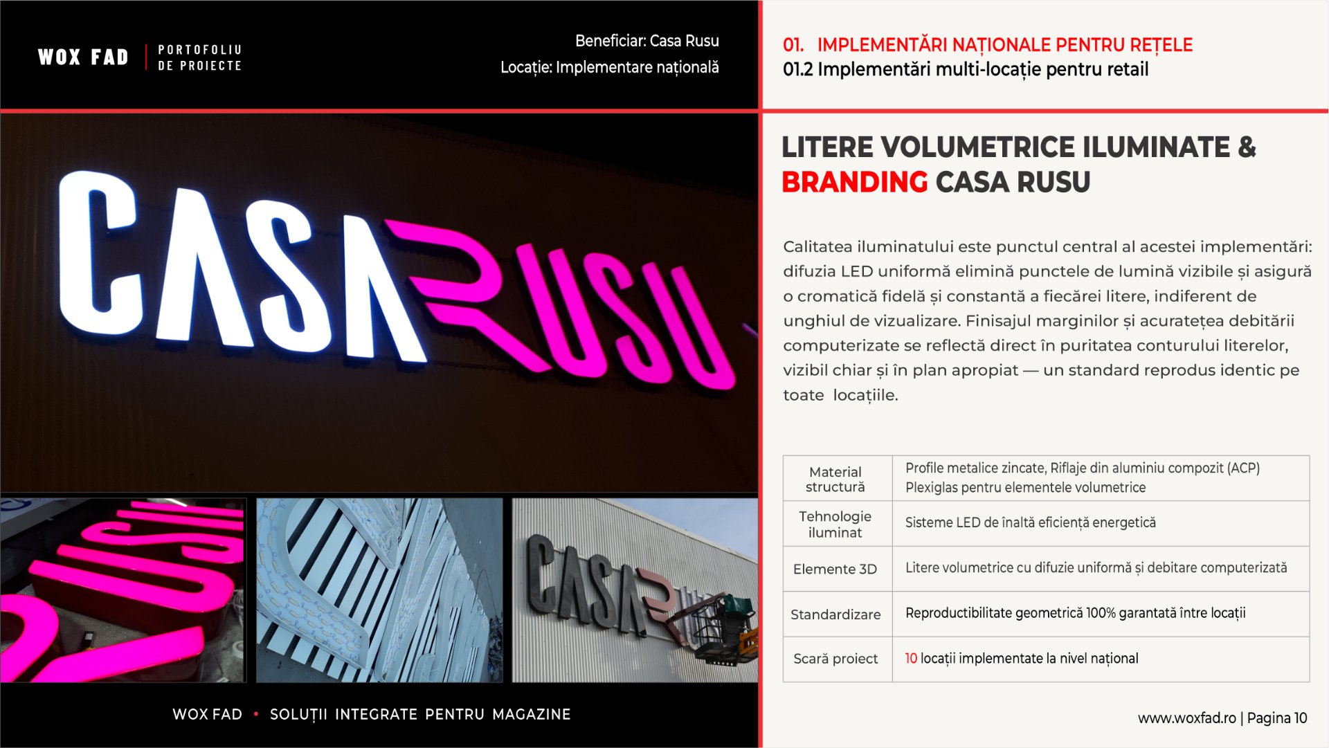 Casa Rusu — Litere volumetrice (noapte)