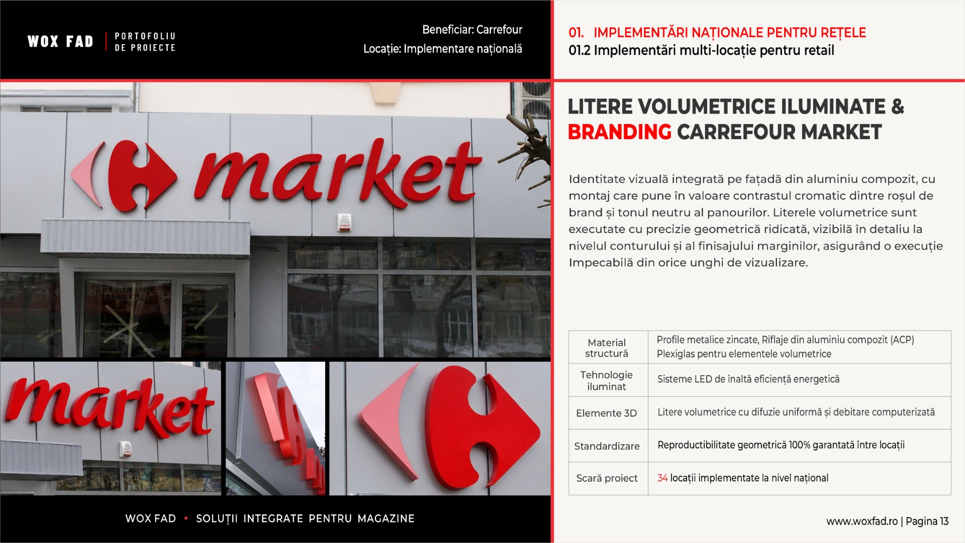 Carrefour Market — Litere volumetrice iluminate