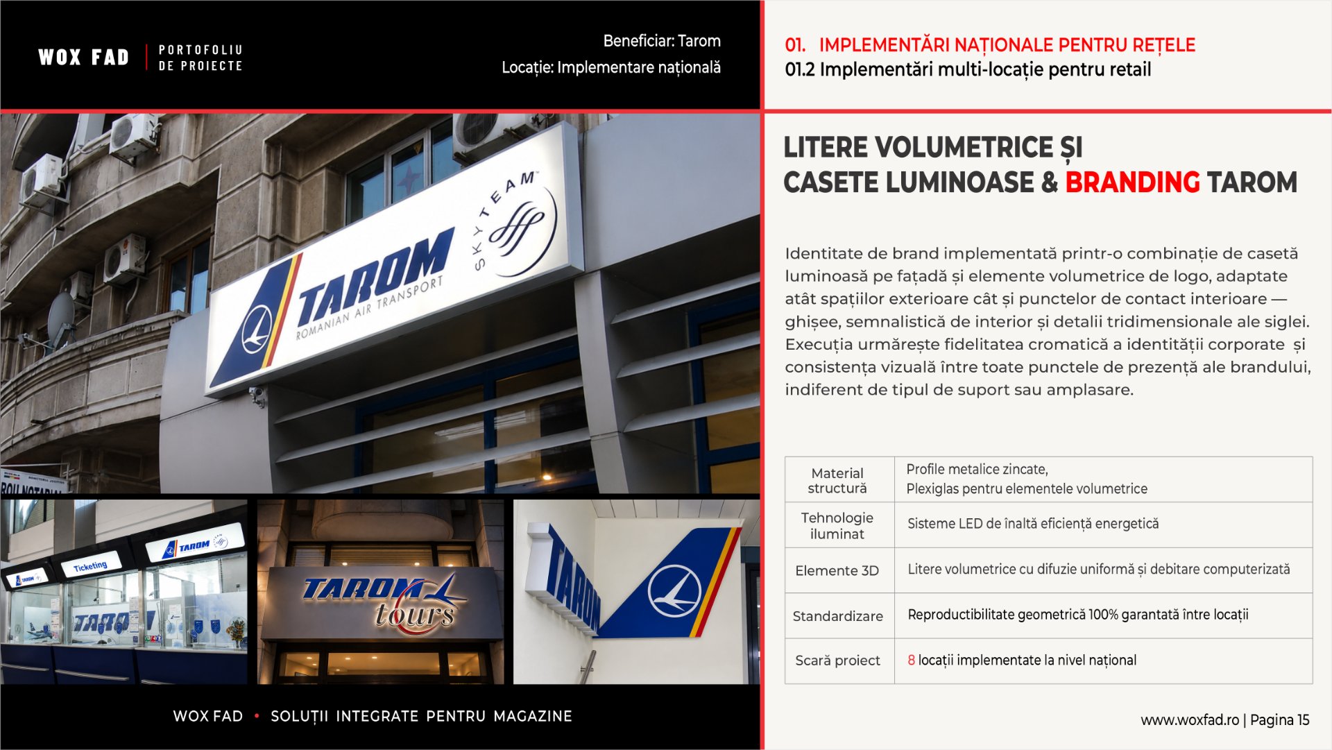 Tarom — Litere volumetrice și casete luminoase