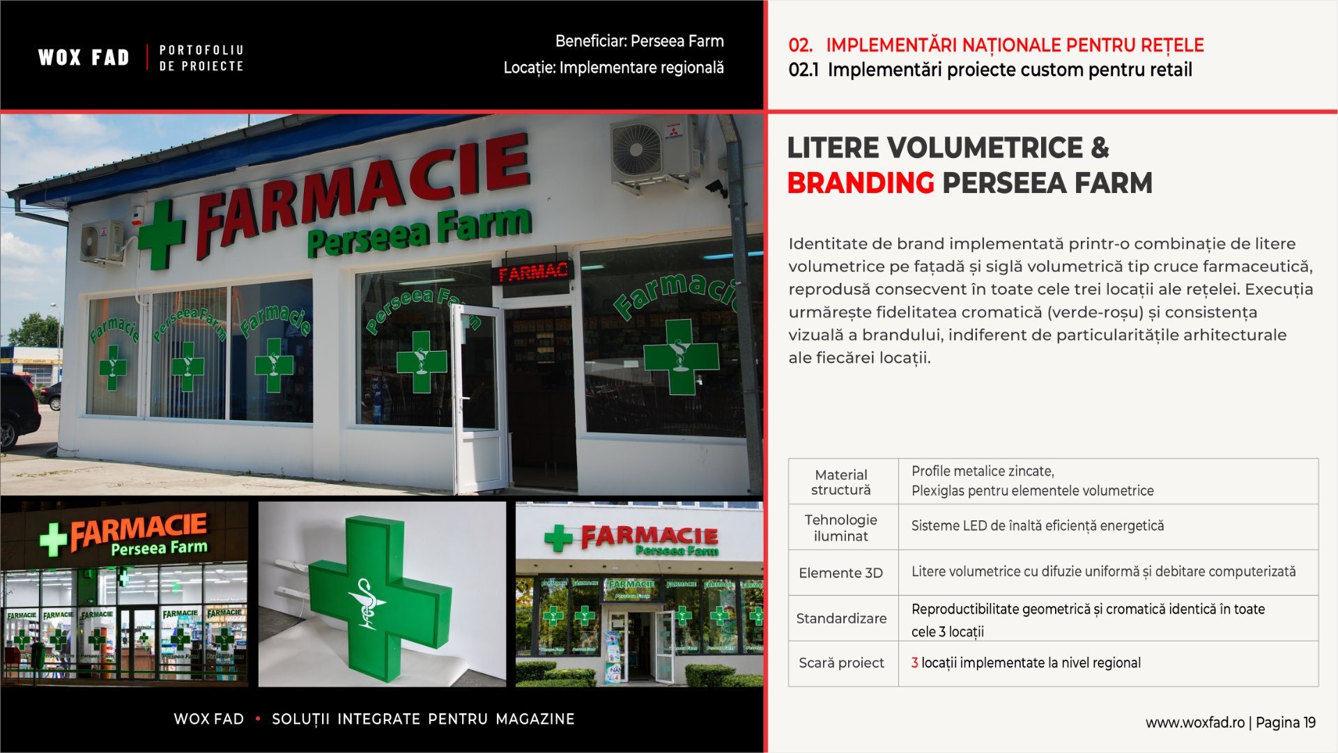 Perseea Farm — Litere volumetrice & branding (3 locații)