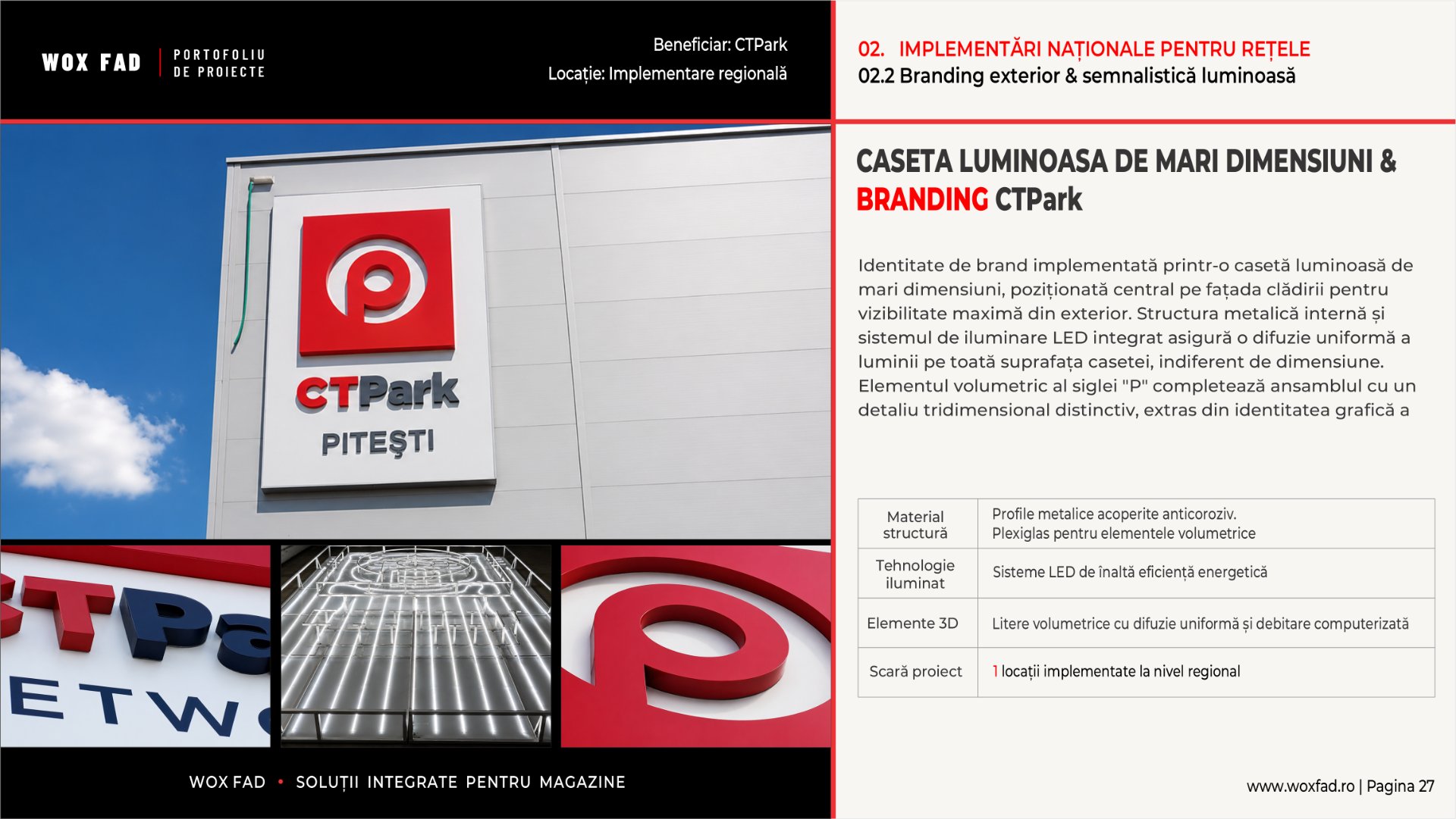 CTPark — Casetă luminoasă de mari dimensiuni & branding (Pitești)