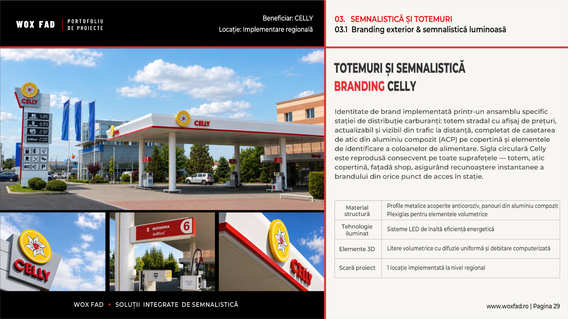 Celly — Totem & semnalistică stație carburanți