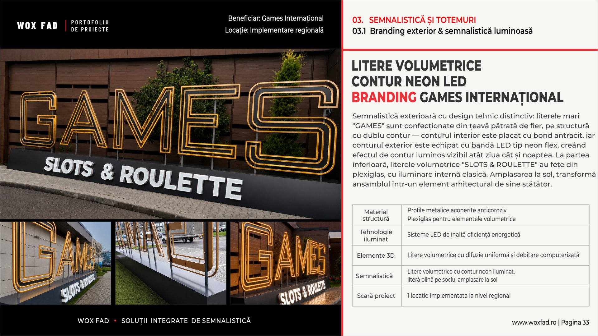 Games Internațional — Litere volumetrice cu contur neon