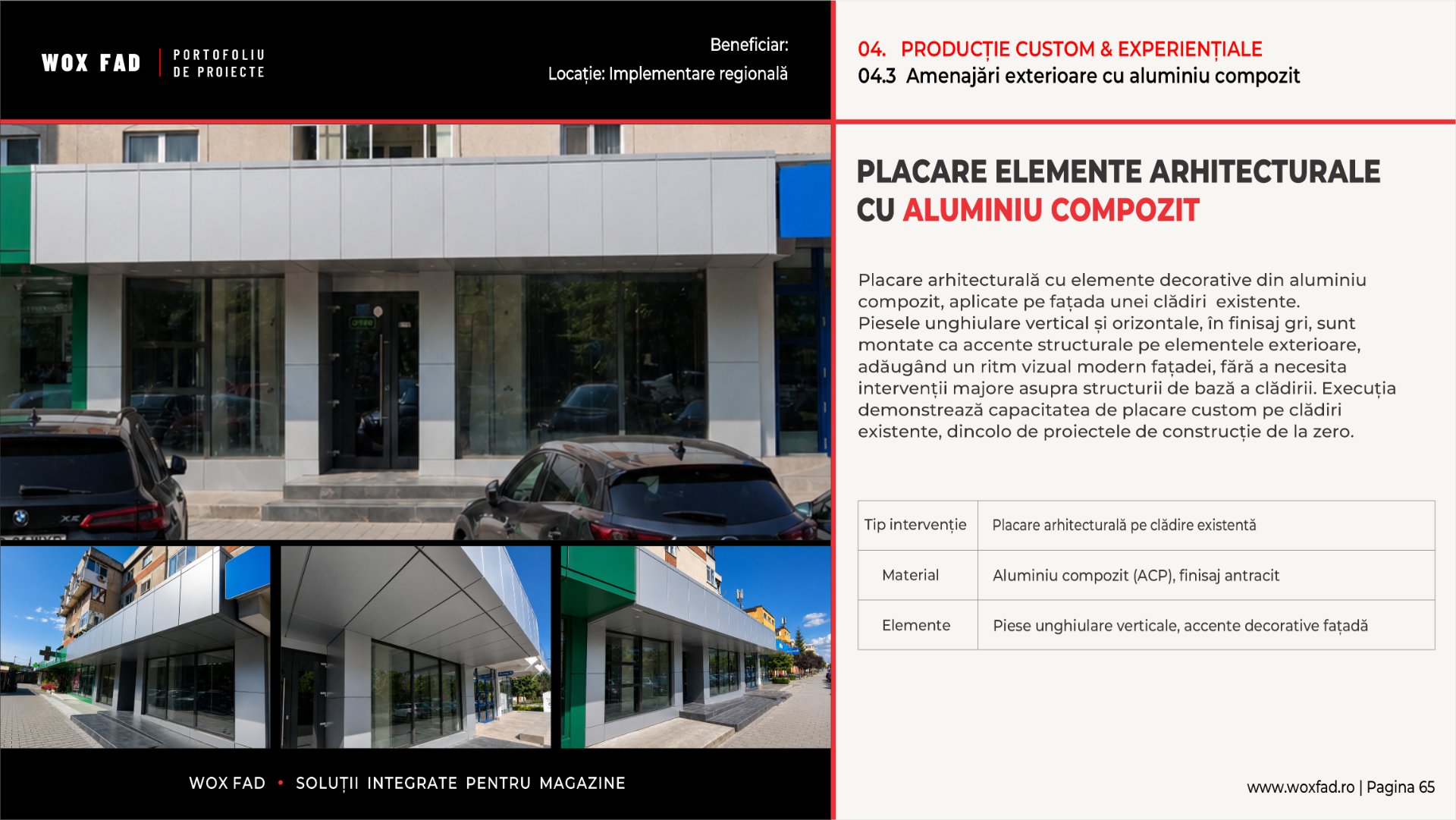 Placare elemente arhitecturale cu aluminiu compozit