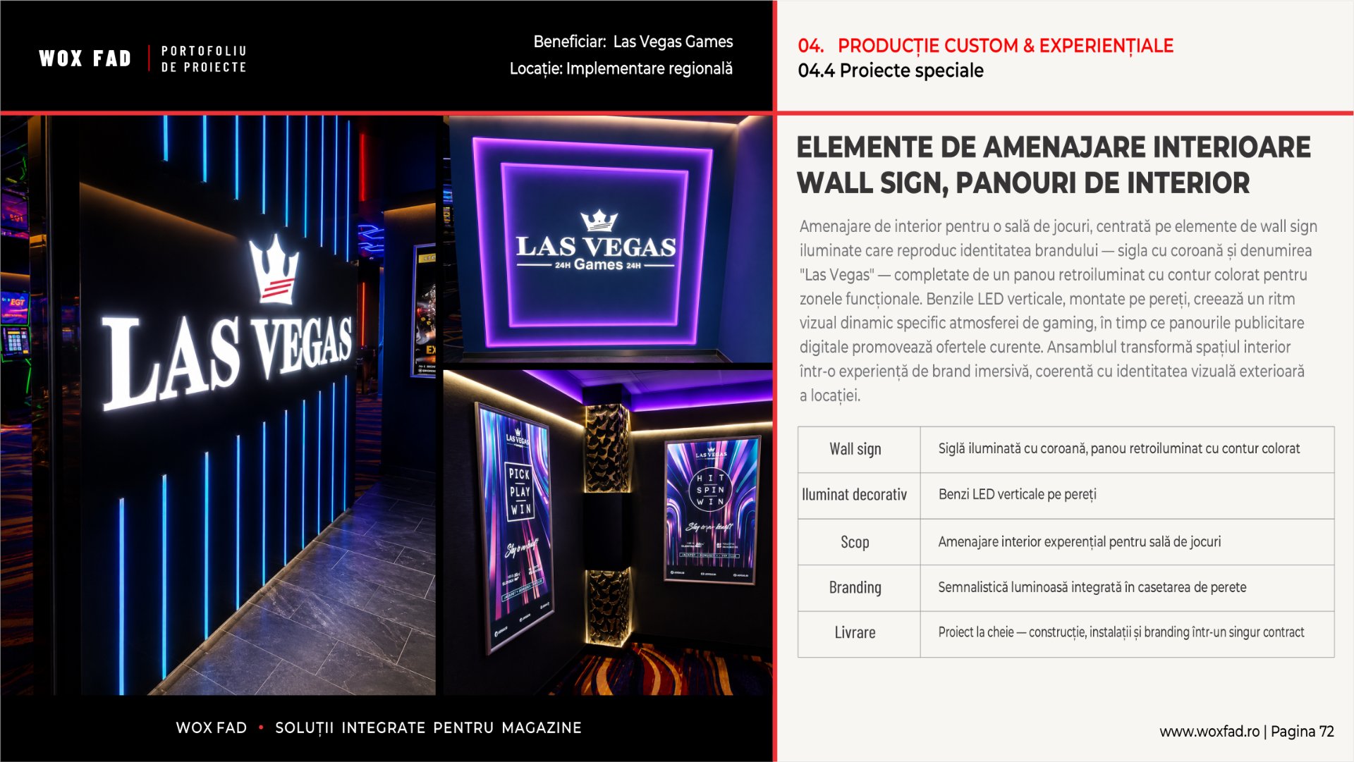 Las Vegas Games — Elemente amenajare interioare, wall sign & panouri